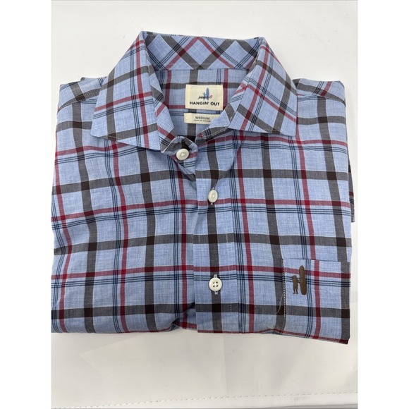 Johnnie-O Men's Hangin Out Shirt Large Blue Plaid, Long Sleeve, Button-Up Size M - Picture 5 of 5